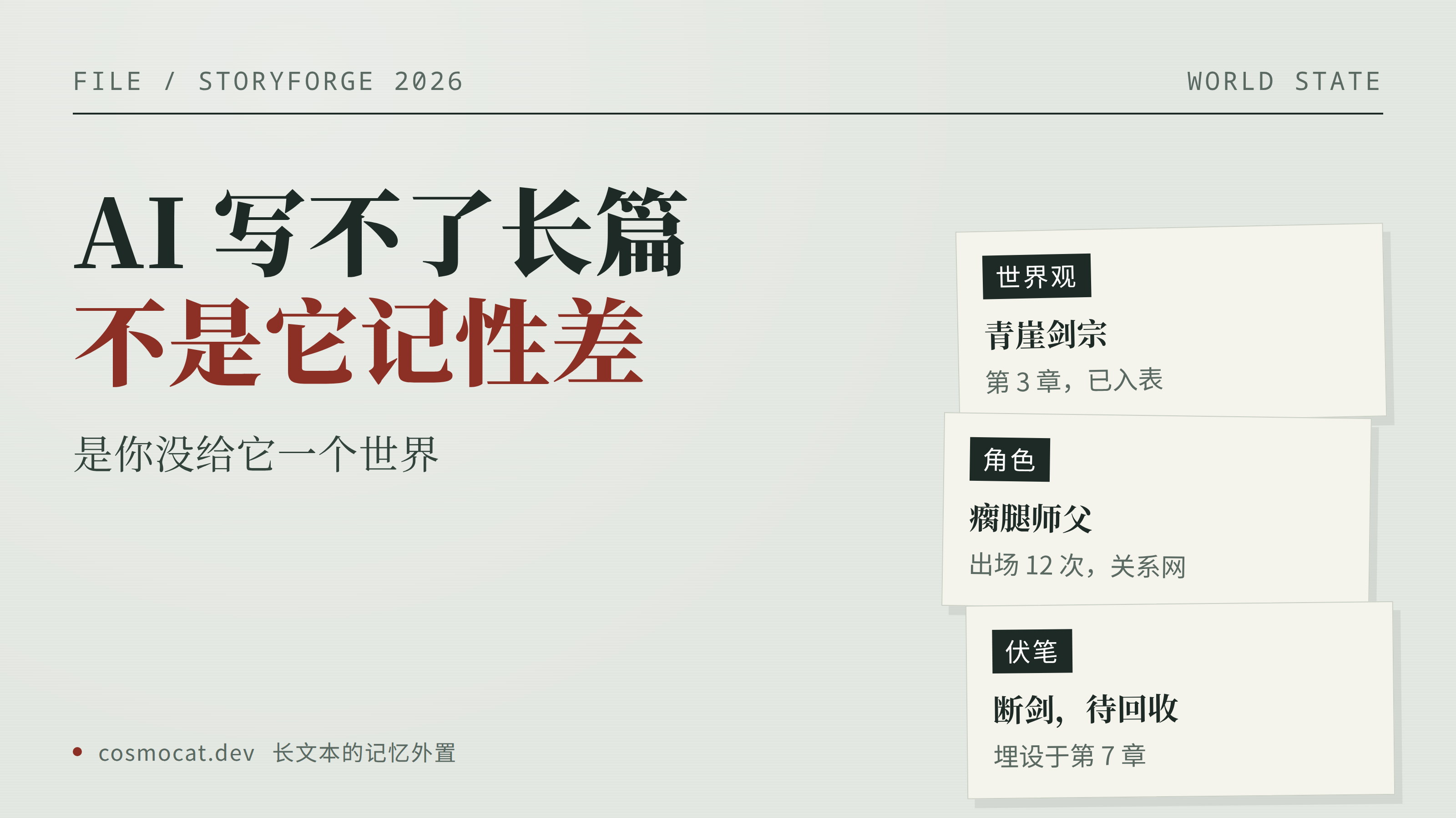 封面：同一句话，两种世界——长上下文里的一堆文本，和一张可被引用的世界状态表