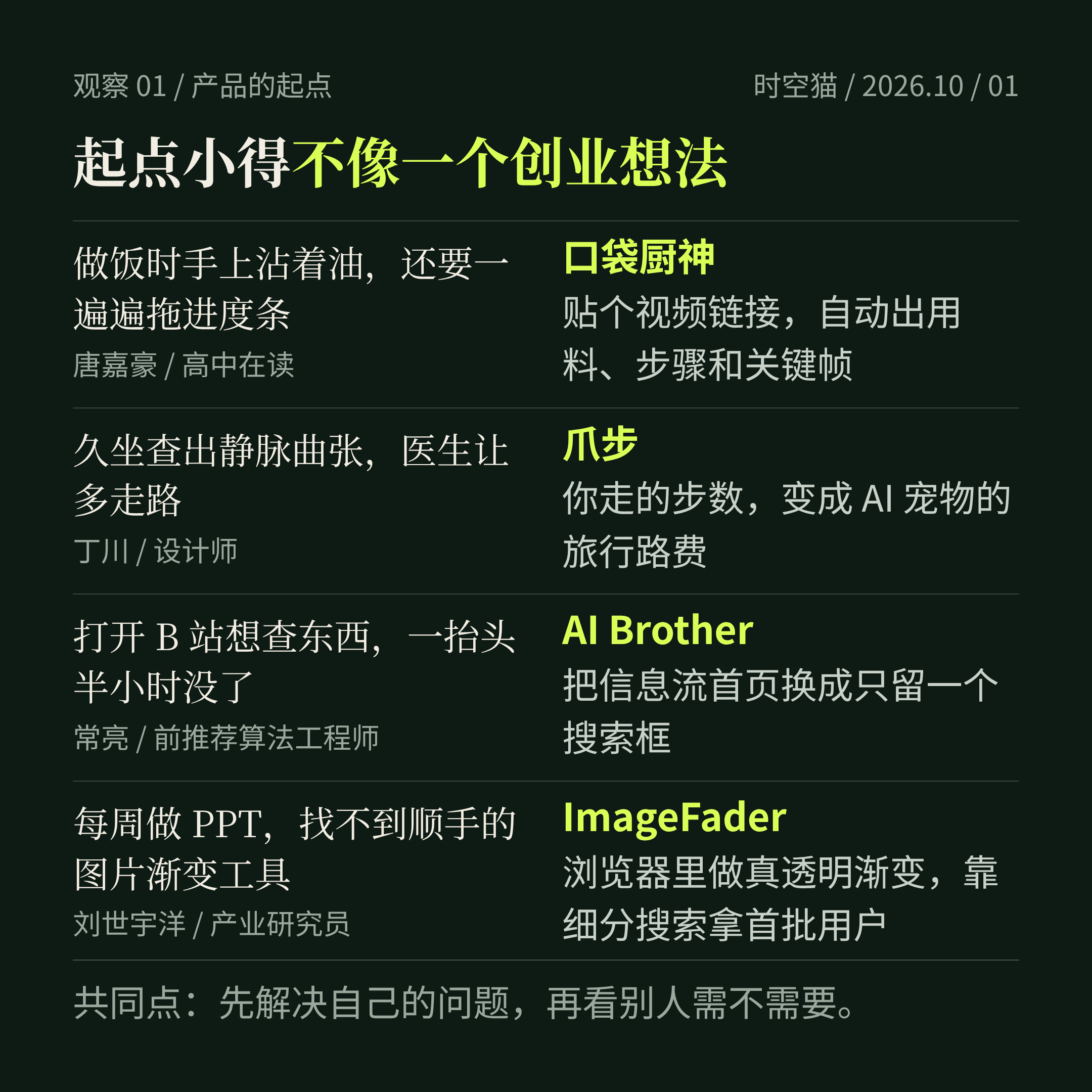 产品的起点：四个生活里的小麻烦，长成四款产品