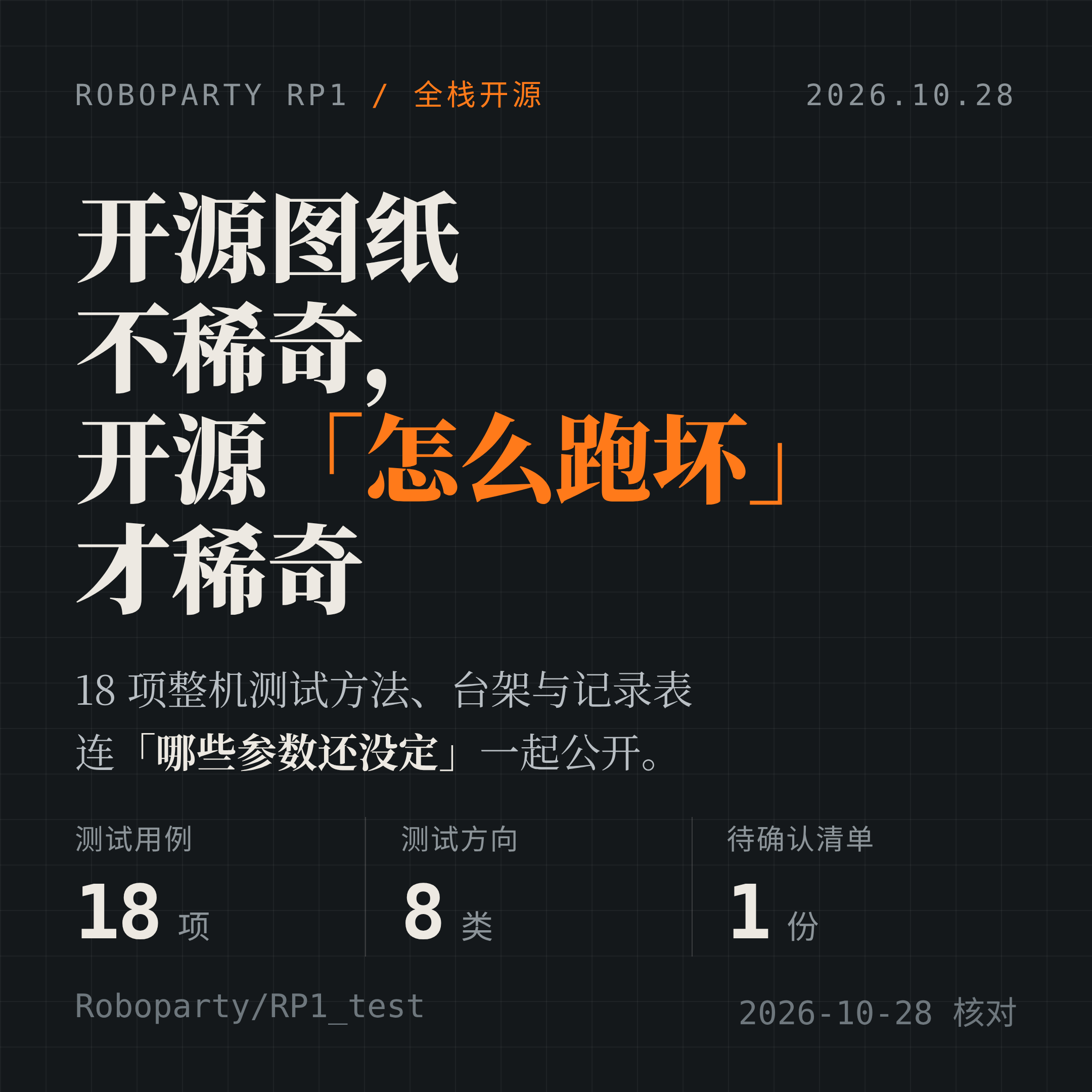 18 项测试,一张待确认清单
