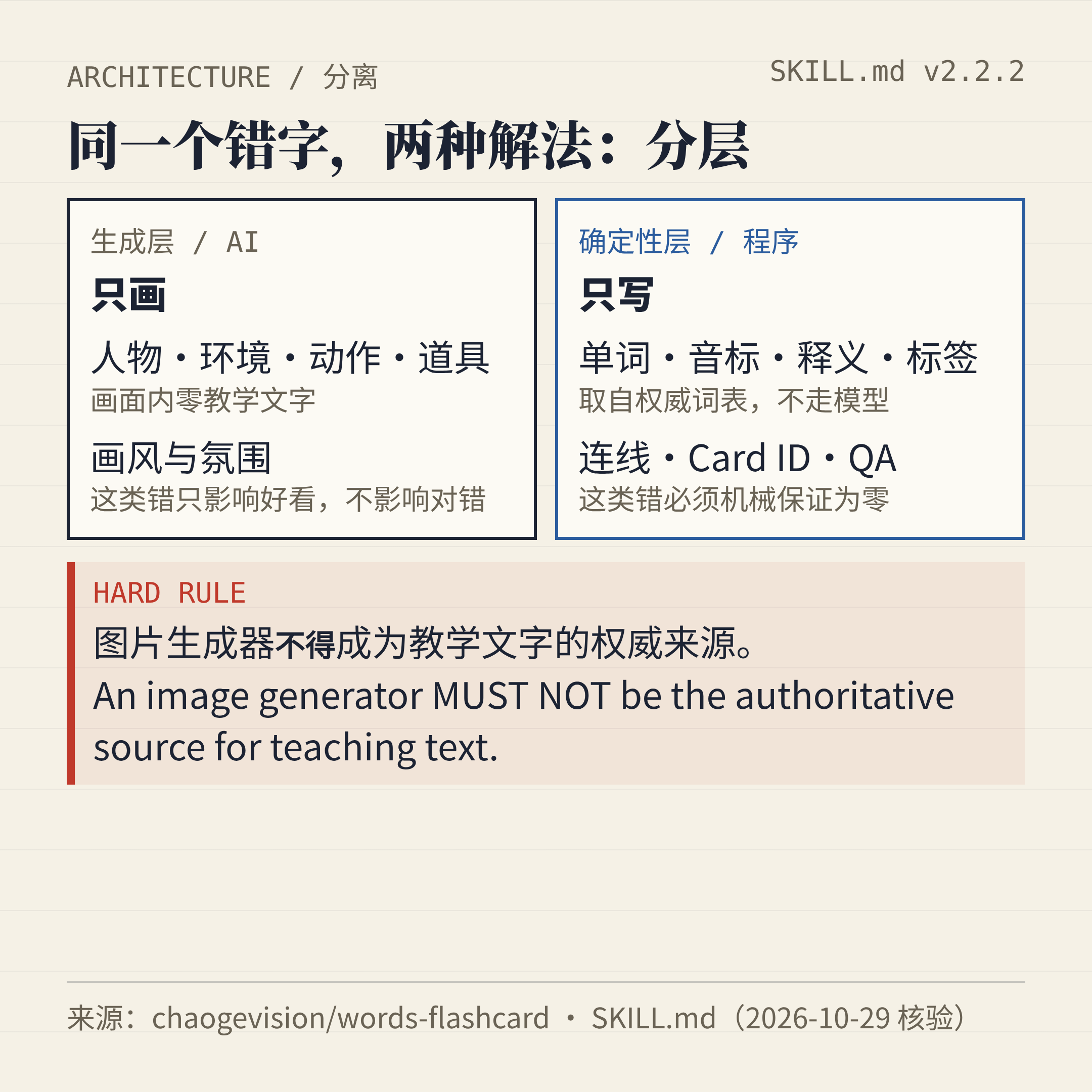 生成层与确定性层分离